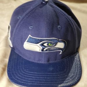 Seattle Seahawks team hat with Leather Bill